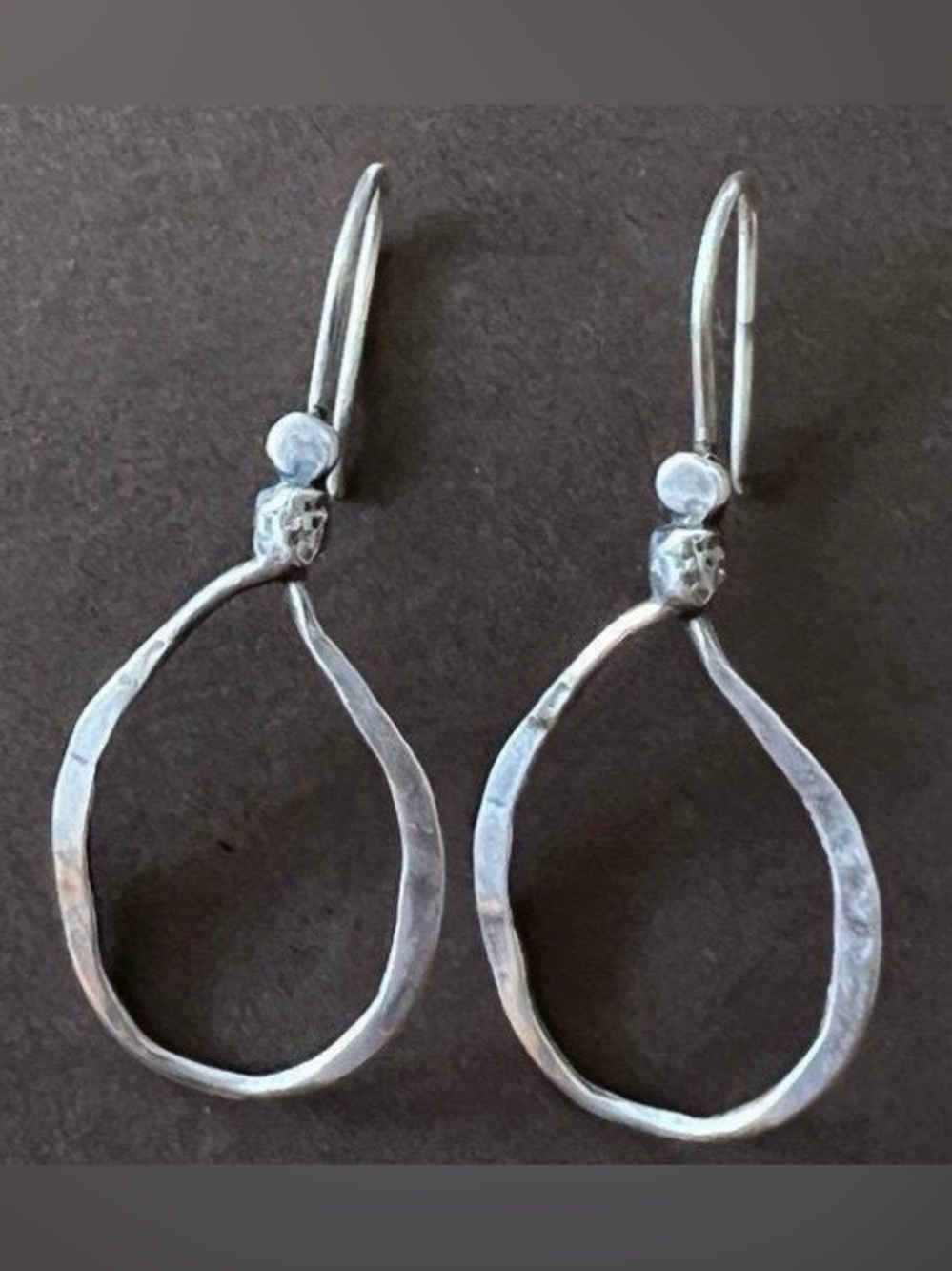 Silpada Sterling Silver "Lasso" Hammered French Hook Drop Earrings Retired #W155
